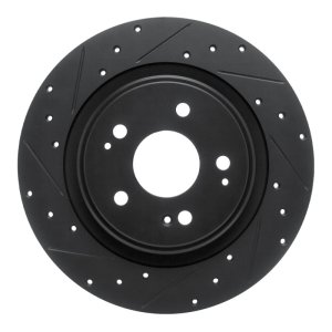 Acura MDX Brake Rotor (1) - Rear Left - R1 Concepts - Drilled & Slotted - Black - `17-`20